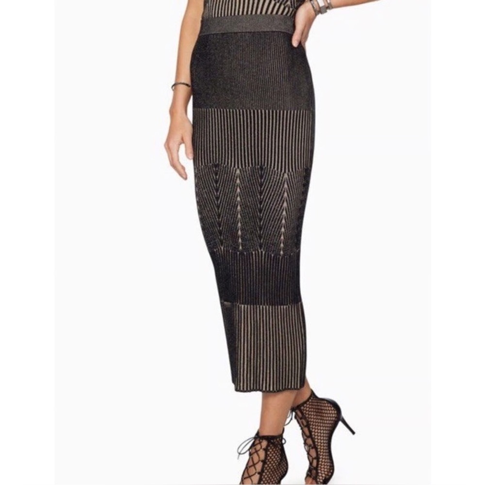 Ramy Brook Lisa Striped Midi Pencil Skirt Knit Size Large NWT